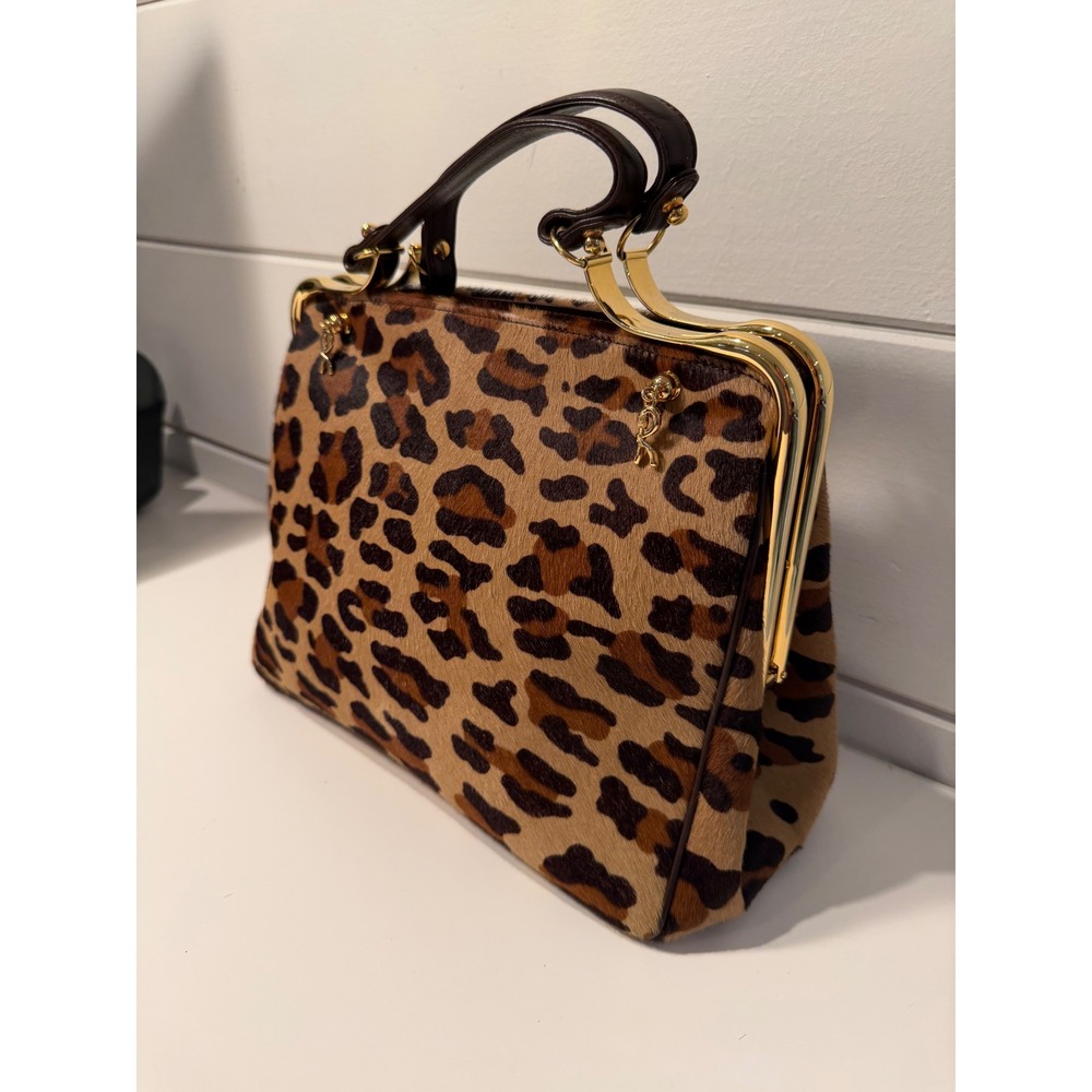 Roberta di Camerino Leopard Pony Hair Satchel Bag Made in Italy Vintage Gold - Picture 14 of 14
